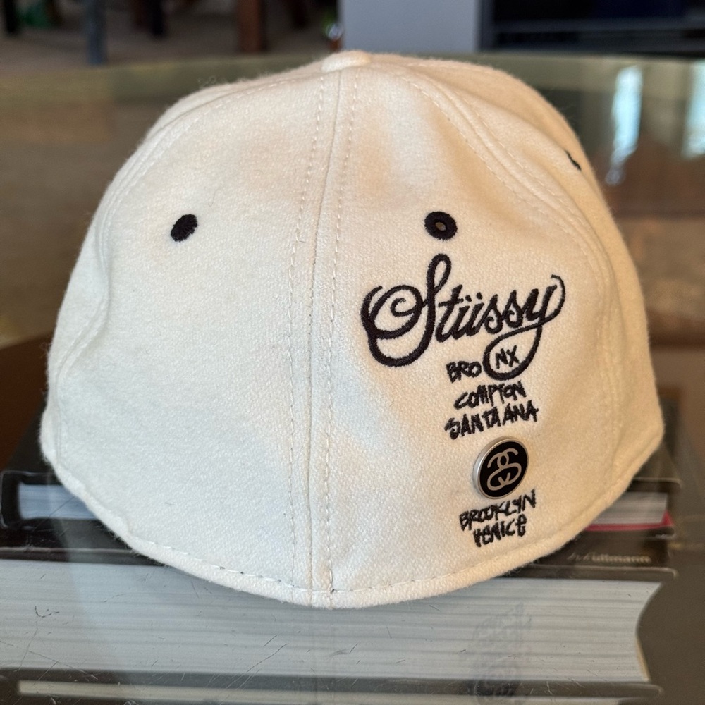 Rare Stussy World Wide Tour Original 1990’s Off White Fitted Cap Hat Double S - Picture 7 of 13